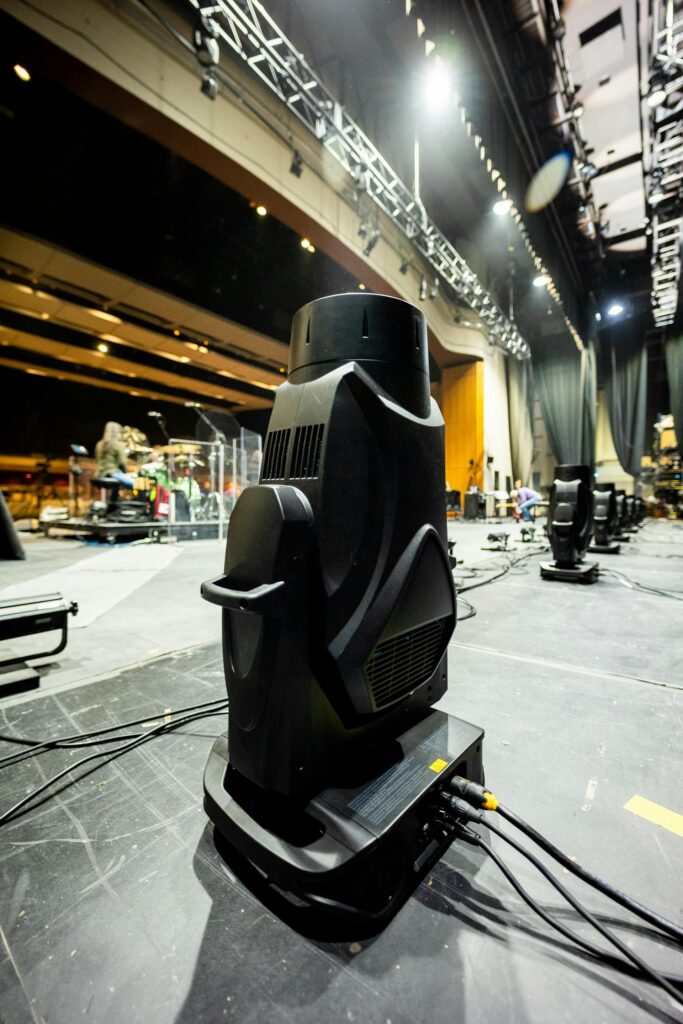 Stage lighting setup after a successful tech rehearsal for an event