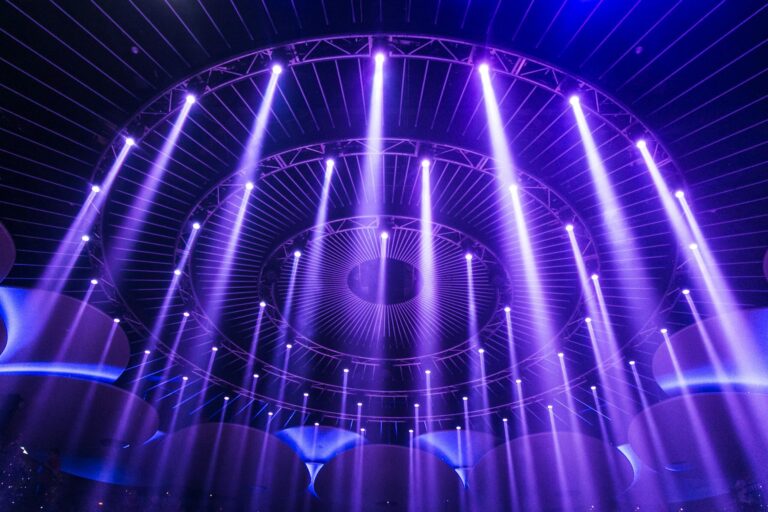 Textured lighting design on event walls created using WestWave AV event lighting rentals.