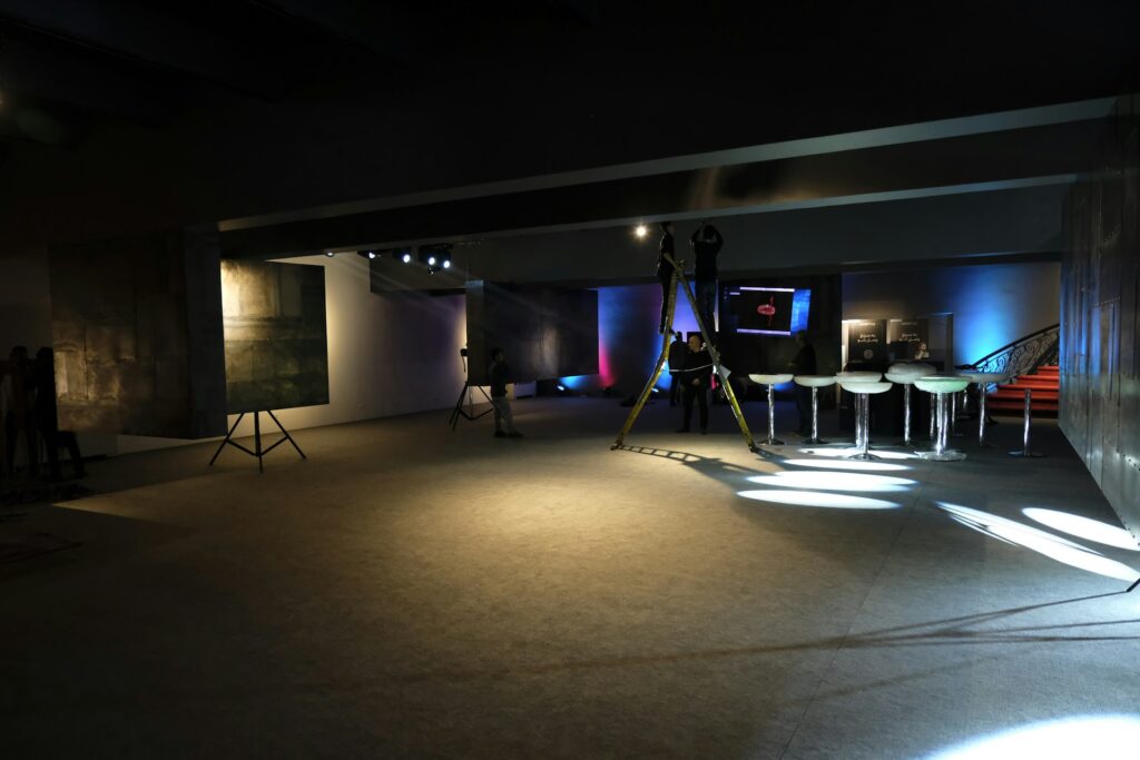 Empty venue with AV setup ready to host a networking event